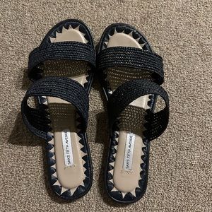 Saks Fifth Avenue brand black raffia sandals/Sz 8.5